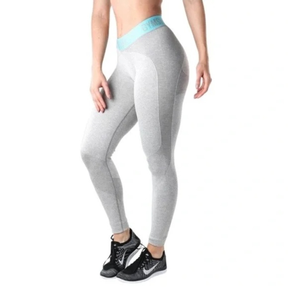 Gymshark - Flex Leggings Grey Marl/Light green (S)